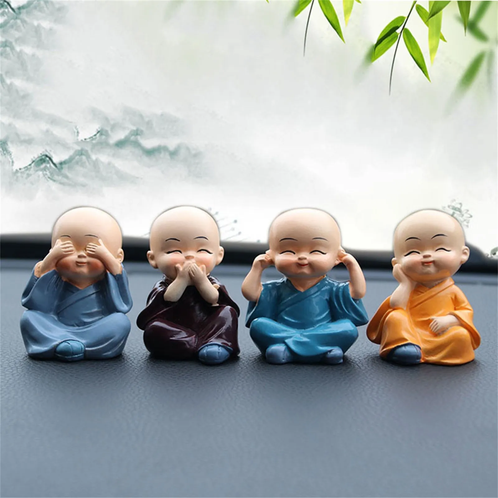 

Buddha Statues Small Monk Color Sand Ceramic Home Club Geomantic Decoration Purple Sand Figurines Tea Pet 4pcs