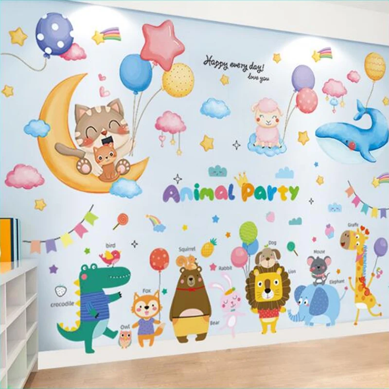 

Balloons Clouds Wall Stickers DIY Animal Pegatinas Wall Decals for Kids Rooms Baby Bedroom Children Nursery Home Decoration