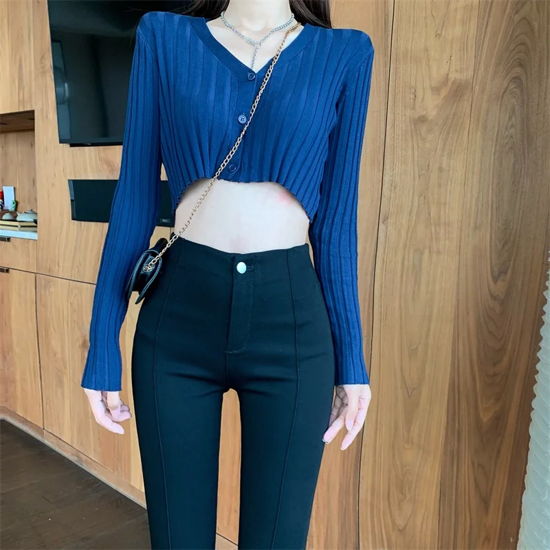 

Limiguyue Temperament Trousers High Waist Pants Women Micro-flared Pants Casual Slimming Wild Nine-Point Pantalon Fashion K1417