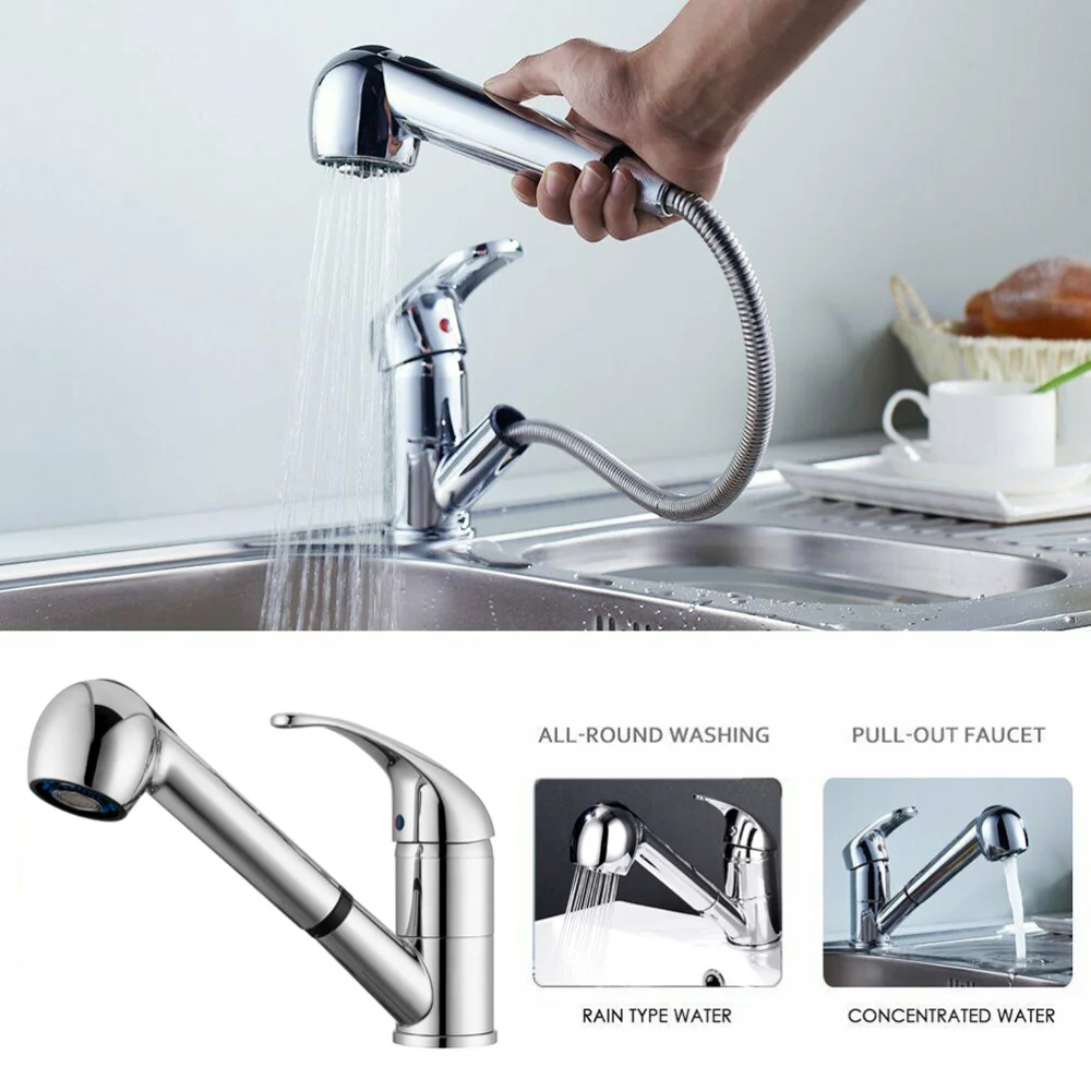 

Kitchen Zinc Alloy Sink Tap Hot and Cold Basin Home with Water Pipe