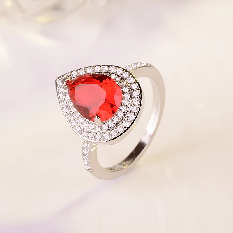 Женское кольцо с цирконием Anillos Yuzuk розовое зеленое красное ювелирное изделие