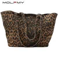 large capcity leopard printing canvas handbag for women shoulder bag female new fashion luxury designer shopping casual tote bag