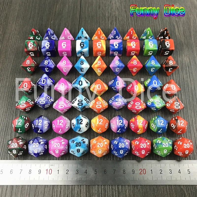 Смешанные цвета 7 шт./компл. D4 D20 небулярный эффект мульти сторонние игровые