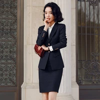 business womens formal wear high quality female suit skirt two piece autumn and winter striped ladies jacket slim fit skirt