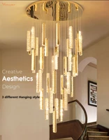 luxury crystal chandeliers for duplex building spiral staircase creative living room dining room crystal pandant lamp