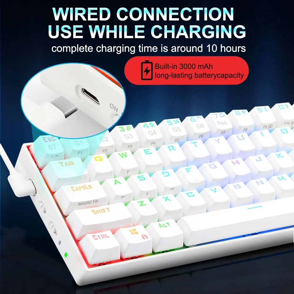 Redragon Draconic K530 RGB поддержка Bluetooth 5 0 Беспроводная USB Двухрежимная Механическая