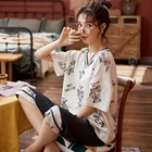 Женский пижамный комплект BZEL размера плюс, пижама Mujer, мультяшная повседневная одежда для сна, Хлопковая пижама, летний домашний костюм, клетчатые шорты, ночная рубашка