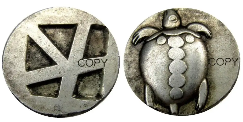 G(13) РЕДКИЙ старинный греческий Серебряная монета от Aegina 480 BC Посеребренная копия