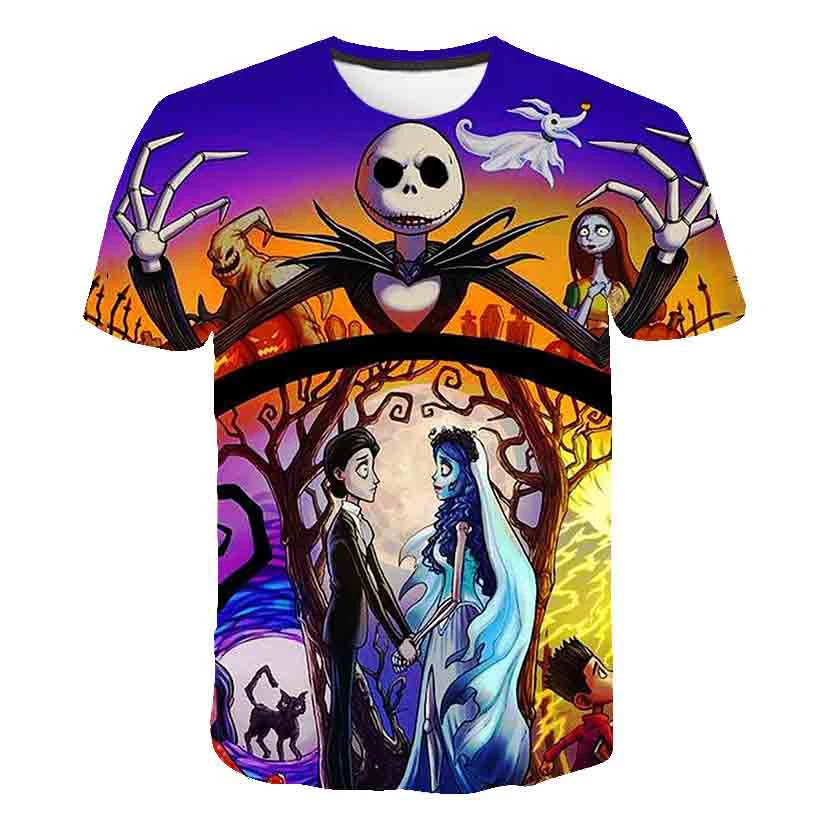 

2020 Nightmare Before Christmas Short Sleeve T-Shirts For Boys Girl Tops Kids Clothing TShirt Size 3-14 Years Baby Clothes Tee