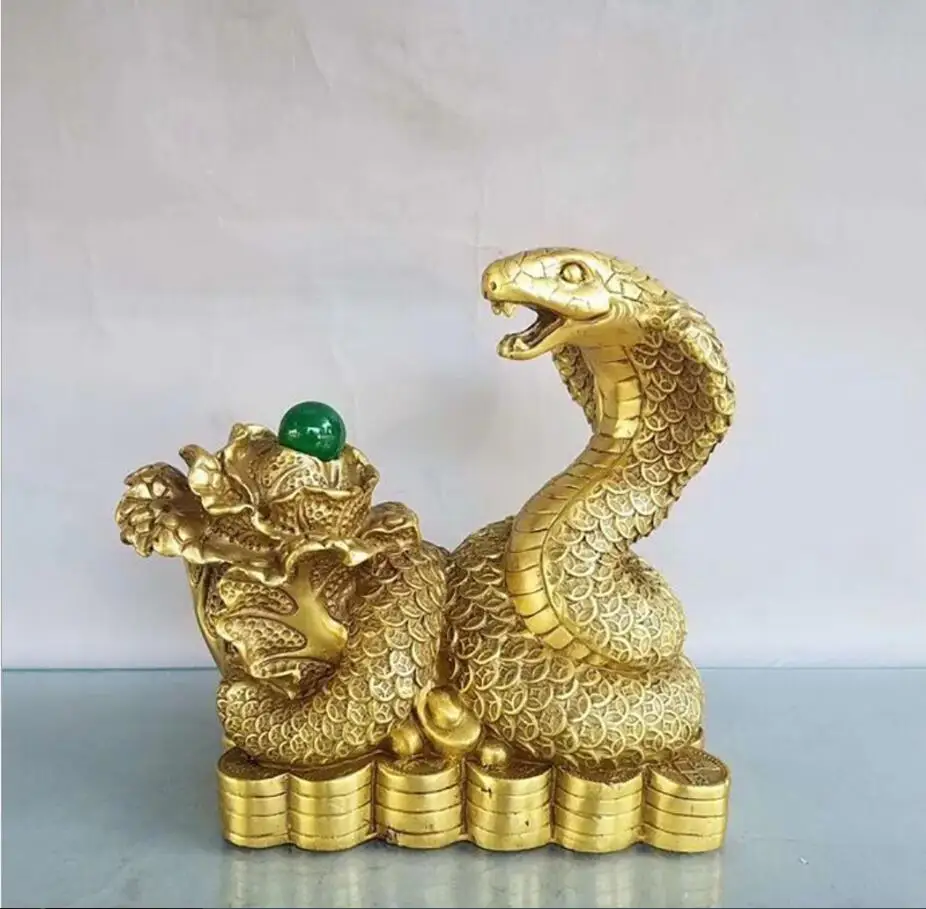 Медная статуя медные деньги Кобра предметы интерьера для дома Зодиак из латуни