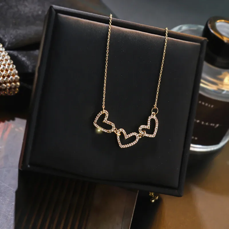 Женское позолоченное ожерелье-чокер Со стразы в форме сердца корейское простое