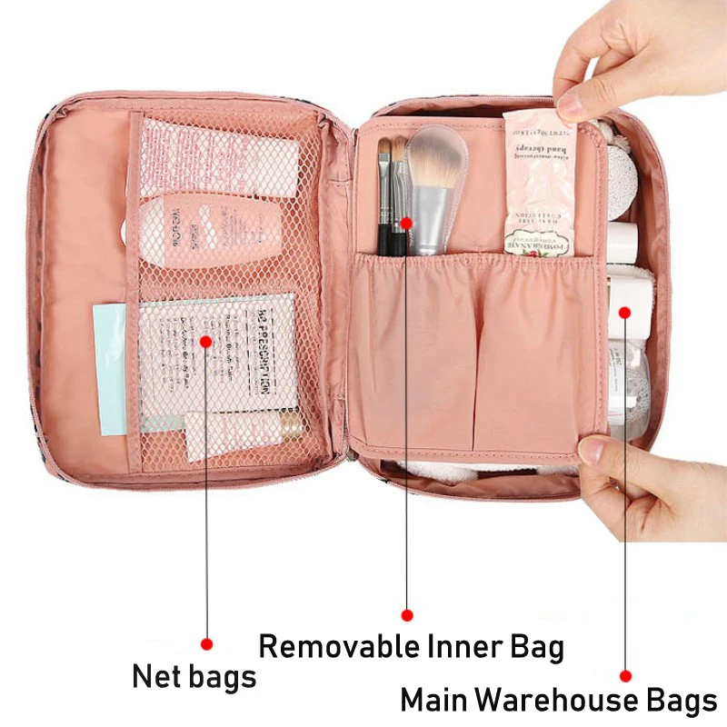 Multifunction Nylon Travel Cosmetic Bag Women Makeup Bags Toiletries Organizer Waterproof Female Storage Make up Cases | Багаж и сумки