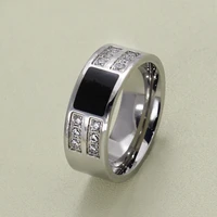fashion stainless steel whiteblack rhinestones ring for men accessories jewelry wedding party gift
