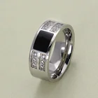 Модное кольцо из нержавеющей стали с белойчерной Стразы для мужчин, аксессуары, ювелирные изделия, свадебные подарки
