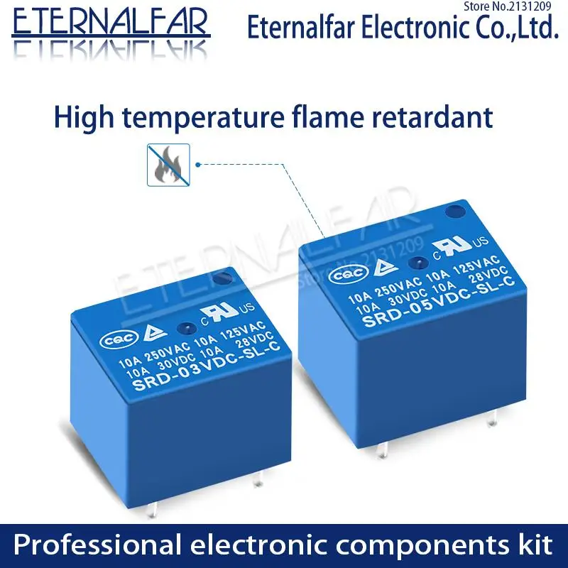 12VDC-SL-A реле времени SRD-05VDC-SL-C 5V 6V 9V 12V 24V 48V DC 10A 125V 250V AC SPDT NO Typc A 4PIN B-M C 5PIN PCB T73 |