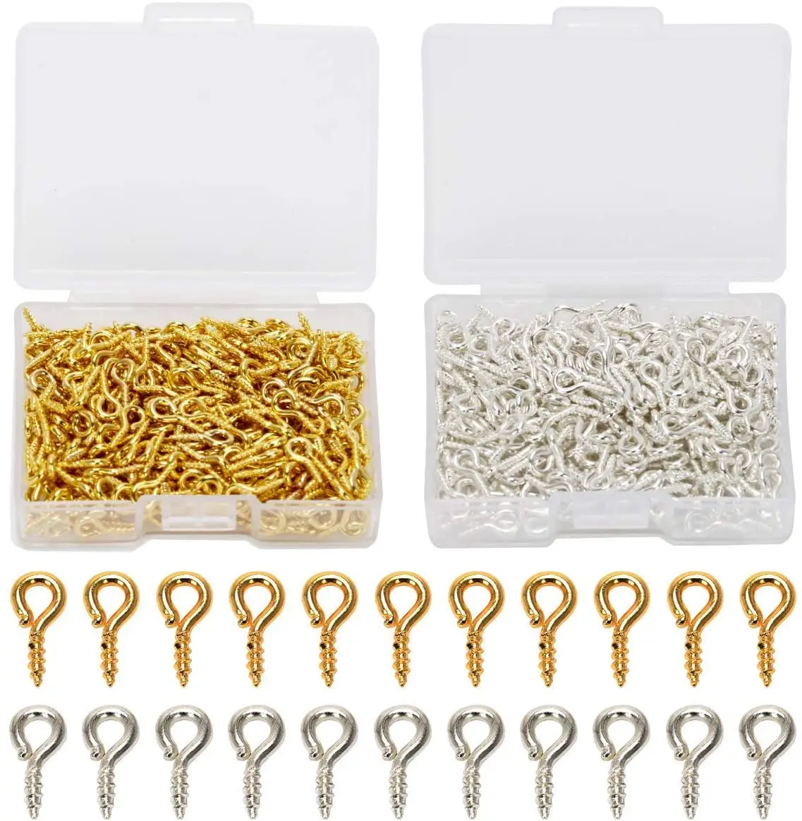 

300Pcs Mini Screw Eye Pins for Jewelry Making Pearl Beads Screw Threaded Hooks Eyelets Clasps Findings for Bracelet DIY Earrings