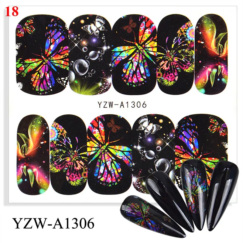 

Nail Butterfly Stickers Watercolor Decals Blue Flowers Water Transfer Decals Summer Nail Art Decorations