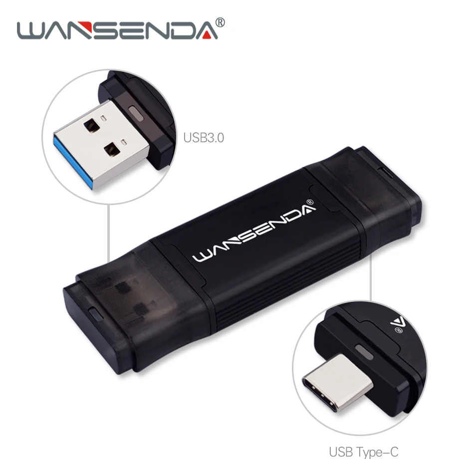 

WANSENDA USB Flash Drive 2 IN 1 USB3.0 & Type C Pen Drive 32GB 64GB 256GB 512GB USB Stick 3.0 128GB External Storage Pendrive