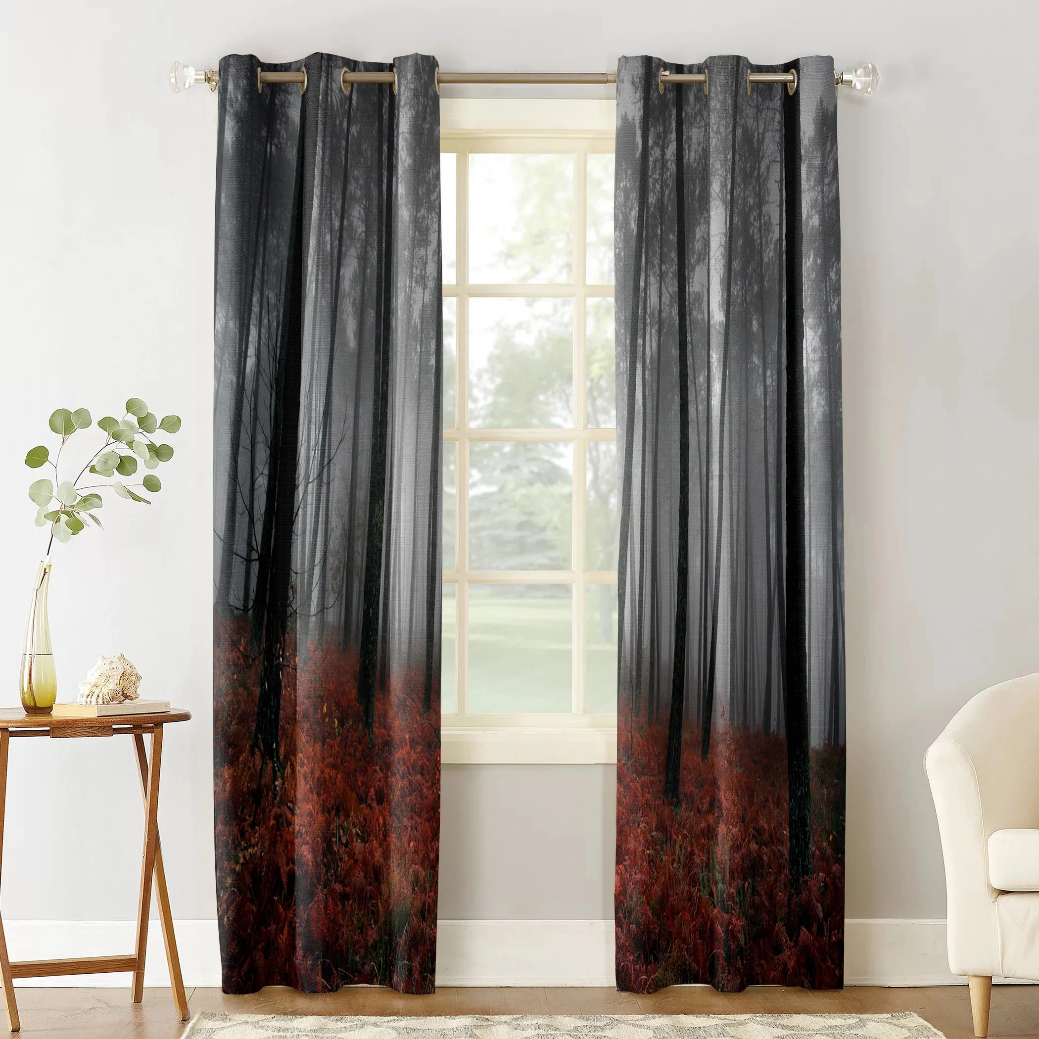 Растения леса красные кленовые листья оконные шторы для гостиной спальни кухни