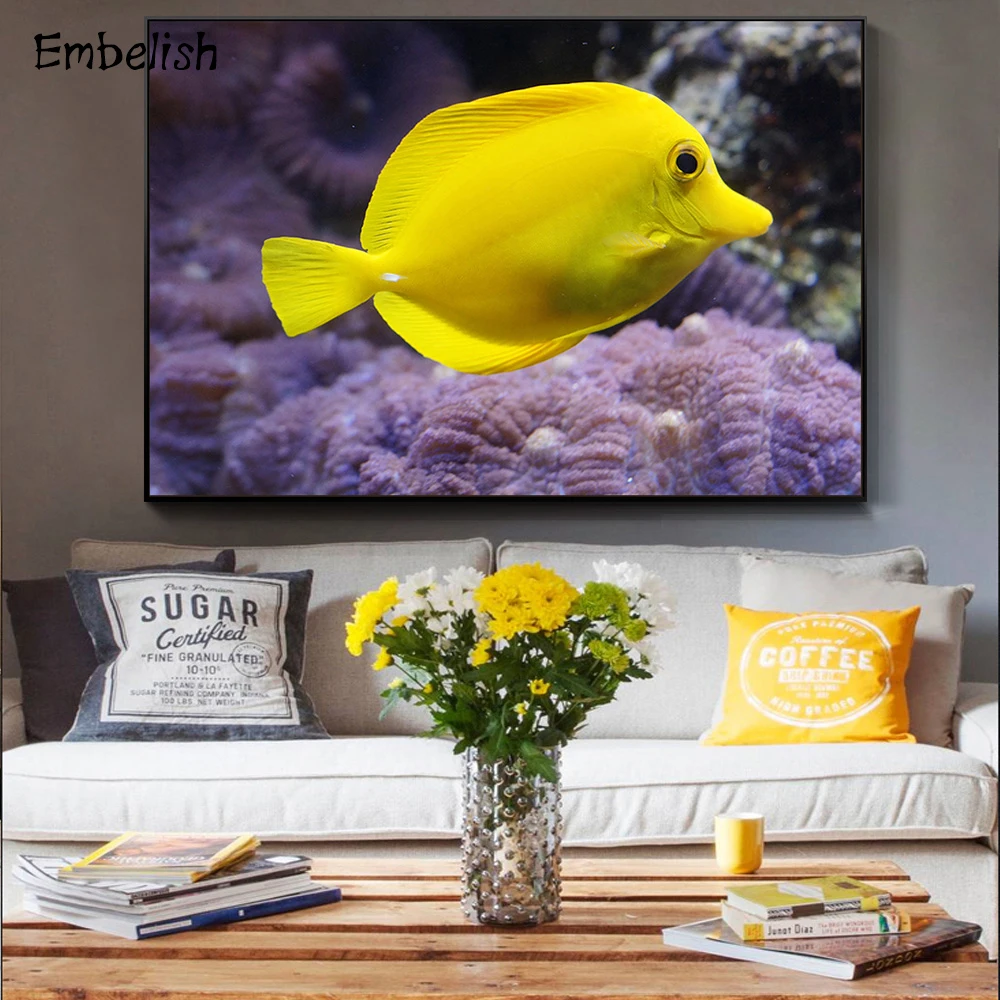 

1 Pieces Beautiful Golden Fish HD Spray On Canvas Oil Paintings For Living Room Modern Home Decor Pictures Wall Art Posters