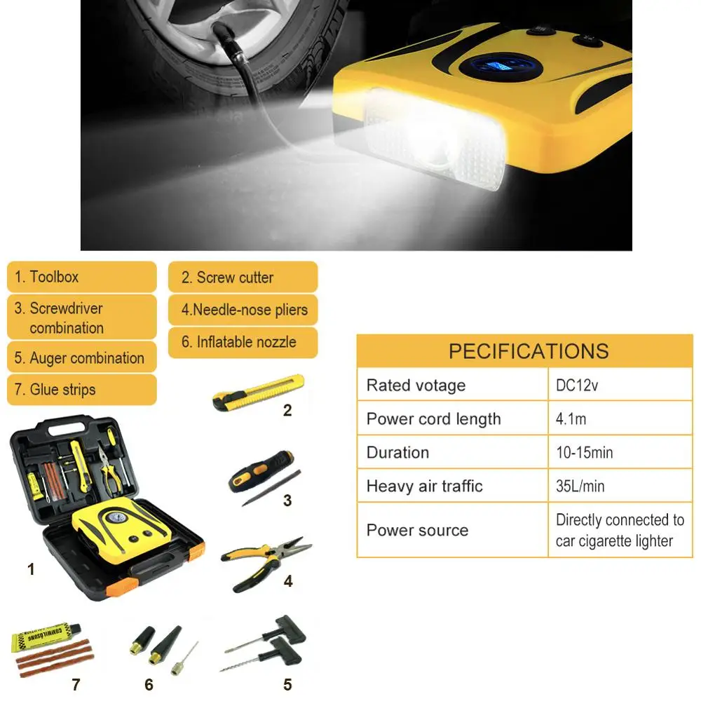 Автомобильный воздушный насос 12 v компрессор 150 PSI Авто Надувное колесо для