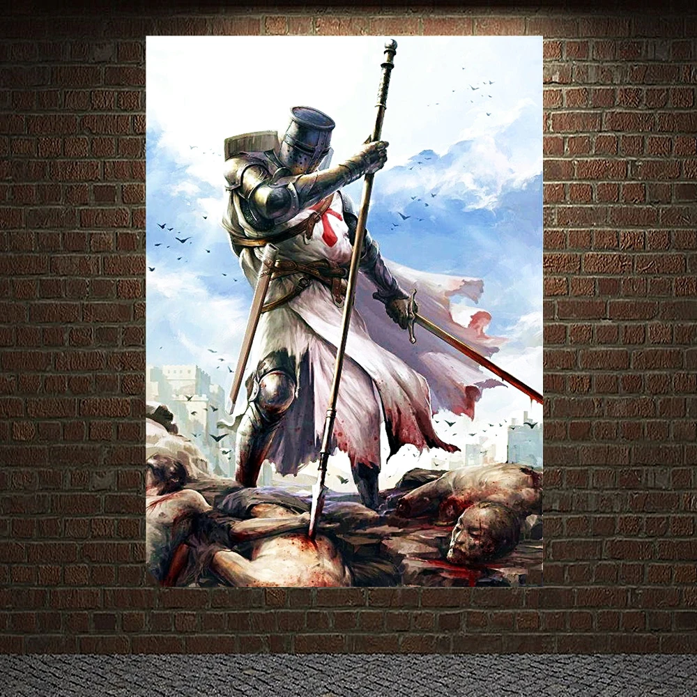 

Cuadros Knights Vintage Medieval Templar Warrior Crusader Posters Pictures Canvas Wall Art Home Decor Paintings Decoration