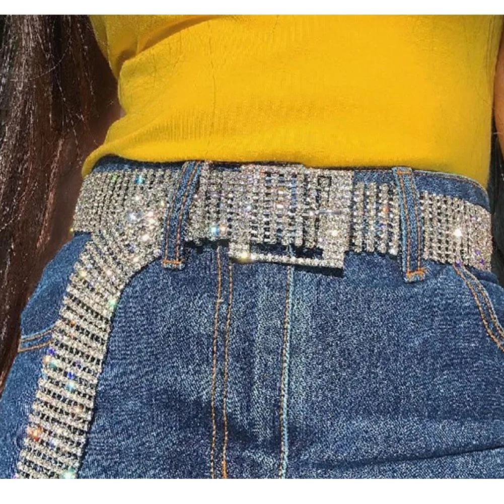 

Women Waist Chain Inlaid Luxury Waistband Shiny All Match Belt Crystal Diamond Full Rhinestone