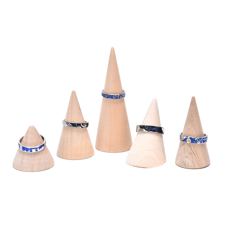 Винтажная натуральная Неокрашенная древесина конусное кольцо для пальцев