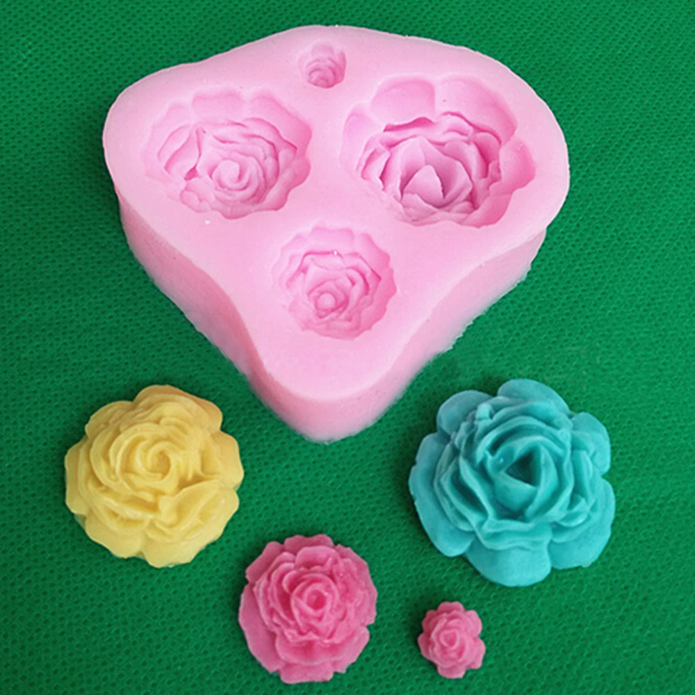 

New Fondant Cake 3D Silicone Rose Flower Mould DIY Chocolate Cake Mold For Birthday Wedding Bakery Cake Decoration Tool PC875058