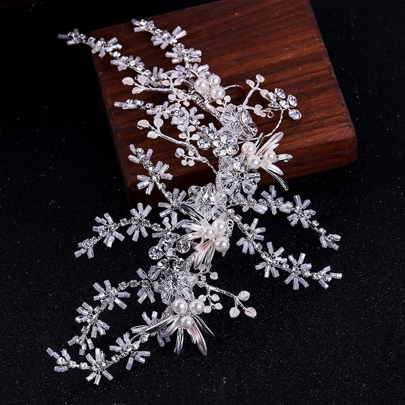 

Vintage Crystal Hair Bands Handmade Bridal Rhinestone Flower Headbands Women Wedding Hair Jewelry Hair Accessories XH