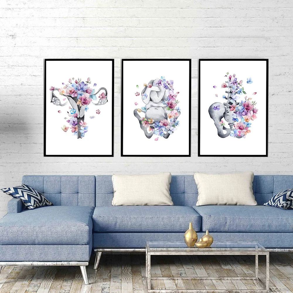 Медицинский плакат по анатомии беременности плод в матке Цветочная матка