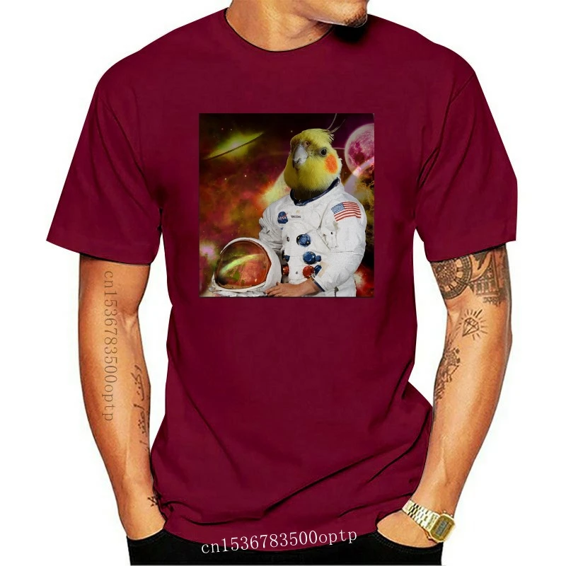 

New Men t-shirt astronaut cockatiel tshirt Women t shirt