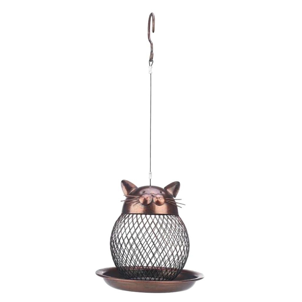 

Hanging Bird Feeder Mesh Cat-Shaped Feeding Seeds Pet Bird Decor Supplies