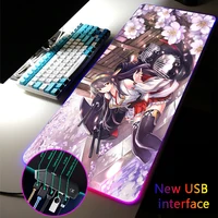 MRGLZY Anime Busty Girl RGB Gaming Large Mouse Pad LED 4-Port 40*90cm Pink Mousepad USB Hub Games Computer PC Mouse Mat for Csgo