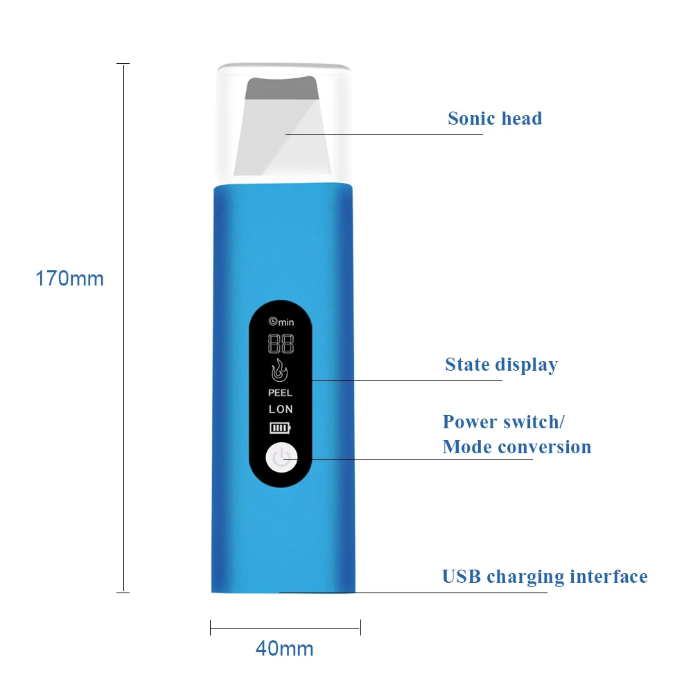 

Ultrasonic Skin Scrubber Face Cleaning Acne Exfoliating Peeling Pore Shovel Blackhead Remove Skin Scrubber Lift Machine Beauty