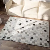 Big Size Big Size Luxury Cowhide Seamed Rug , Natrual Cowskin White Gray Color Pattern Carpet for Living Room. Office Fur Mat
