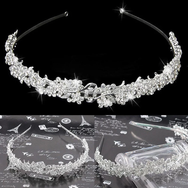 Модные женские ободки диадемы Стразы Украшения для волос Цветы Аксессуары