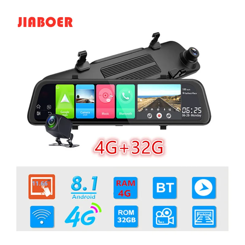 $107.16 Dash Camera 12  Inch 4G Car DVR Rearview Mirror WiFi Android HD Video For Auto Recorder GPS Navigation Dash Camera Registrato