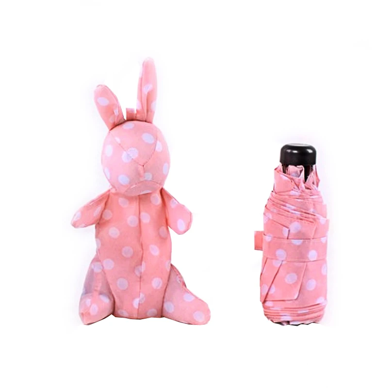 Pink Rabbit LIKE RAIN, маленькие игрушки для детей, зонтик, мини, модный, складной, с карманами, зонтик для дождя, для женщин, мультяшный кролик, зонт для путешествий, UBY12 - Цвет: Pink Rabbit