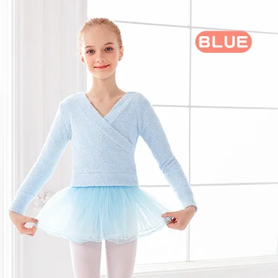 Blue Зимняя балетная танцевальная одежда для девочек свитер из полиэстера, Новое поступление, Детские топы для танцев, теплое балетное пальто для детей - Цвет: Blue