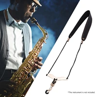adjustable saxophone neck strap soft leather padded sax strap with metal hook for saxophones clarinets