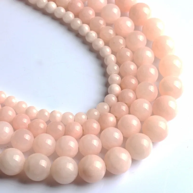 Натуральный камень светло-розовые бусины из нефрита Круглые свободные для