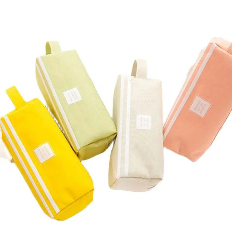 

Simple Creative Two Layers Pencil Case Large Capacity Multiple Styles Canvas Material Boys Girls Pencil Cases Estuches Escolares