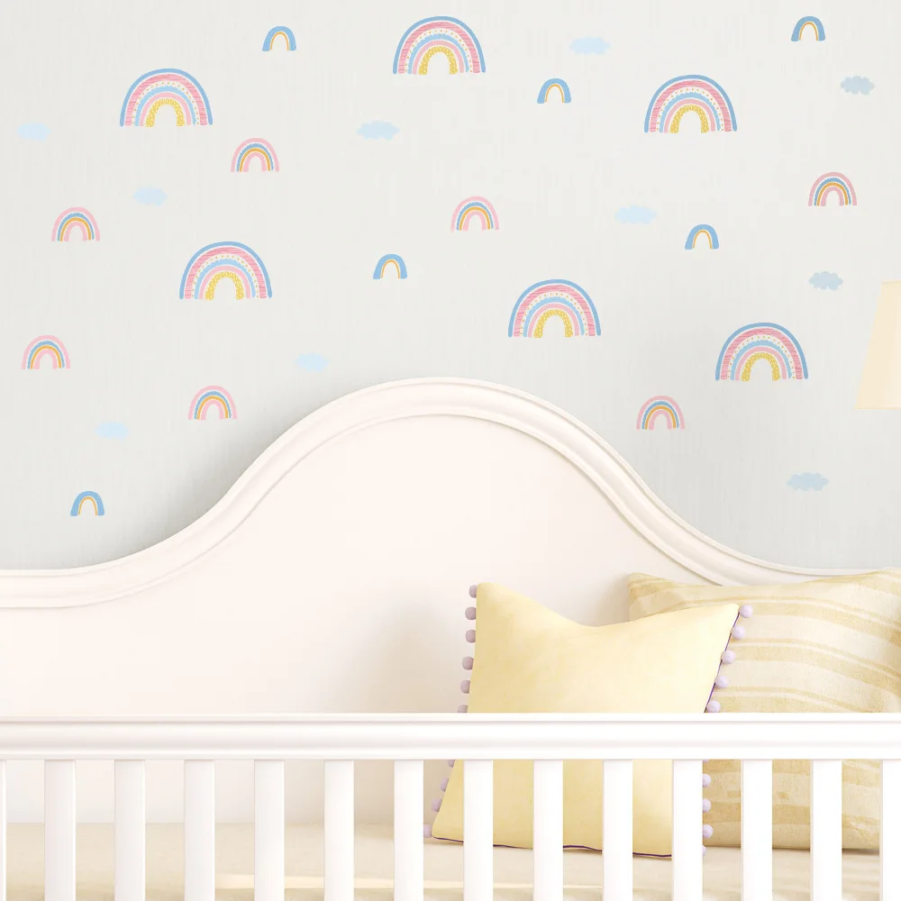 

Cute Kawaii Rainbow Wall Stickers Nursery Baby Kids Room Decor,Waterproof Kids Bedroom Decorative Stickers Lovely Home Decor