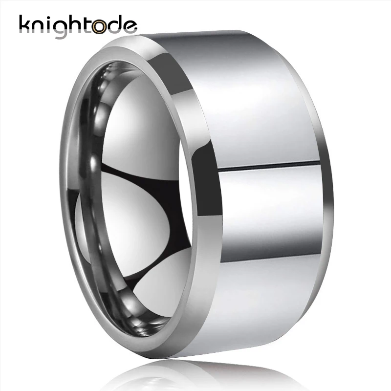

High Polishing Tungsten Carbide Ring 12mm Wide Big Thumb Rings Men's Wedding Band Party Jewelry Beveled Edges Comfort Fit
