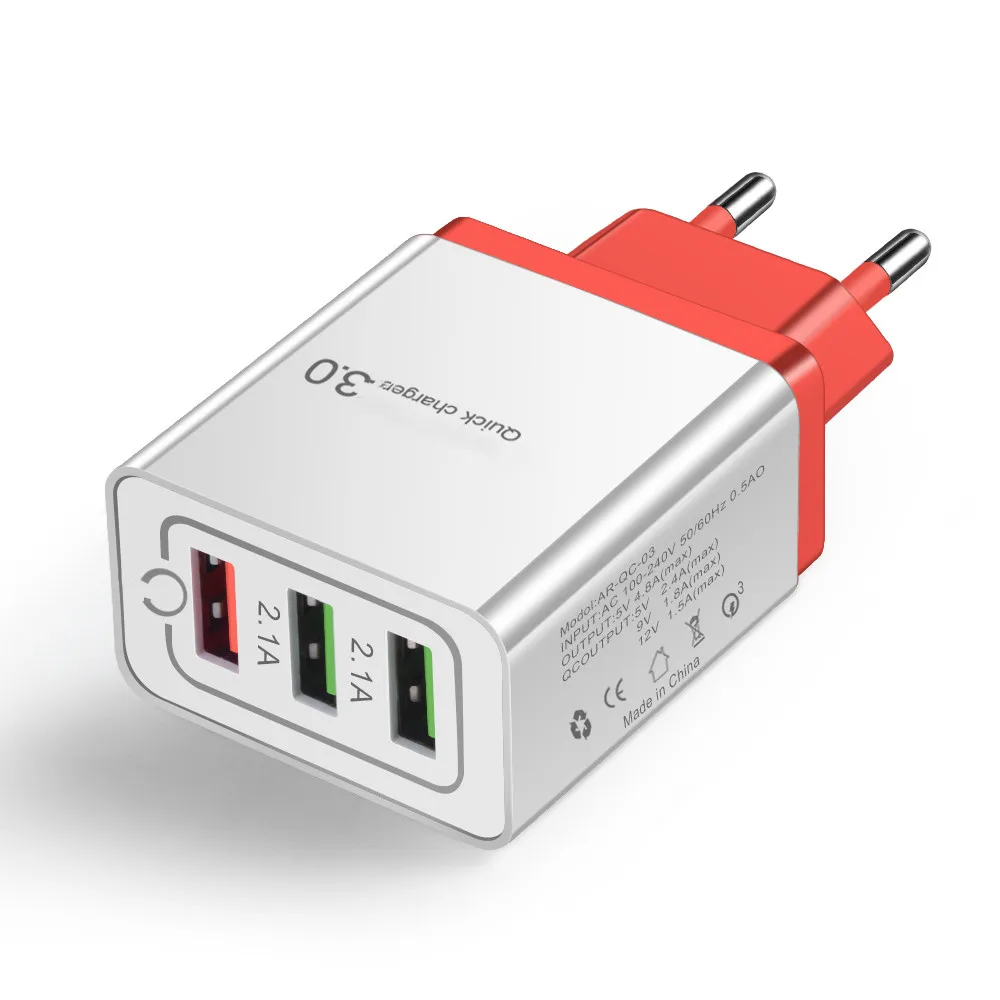 Universal 5V 3A USB Quick Charge 3.0 18W Phone Charger for iphone 7 8 X Huawei EU Plug QC3.0 Fast Charging Multi Charger