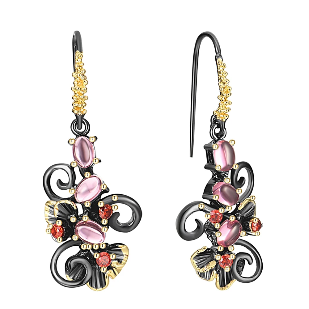 

Barroco Flower Earrings for Women Wedding Party Must Have Dangle Fuchsia Zircon Stone Fashion Jewelry WE3857FU