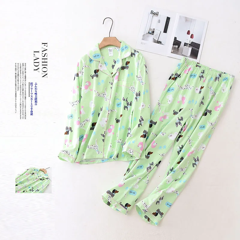 Женские пижамные комплекты из 100% хлопка осенне-зимние теплые пижамы с начесом