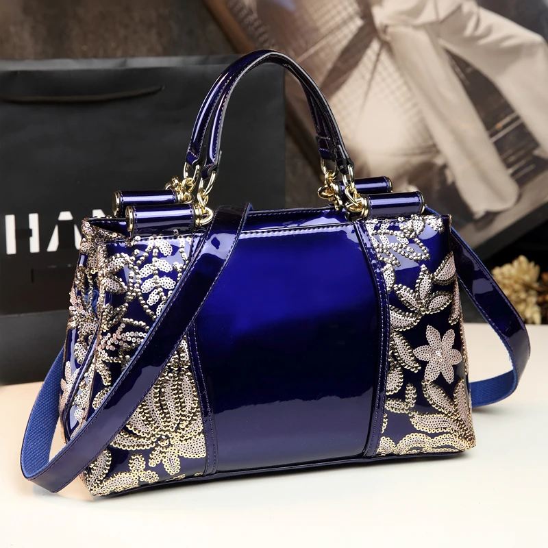 

Luxury Handbags Women Bags Designer Embroidery Flower Sequined High Quality Leather Famous Brand Shoulder Ladies Messenger Totes