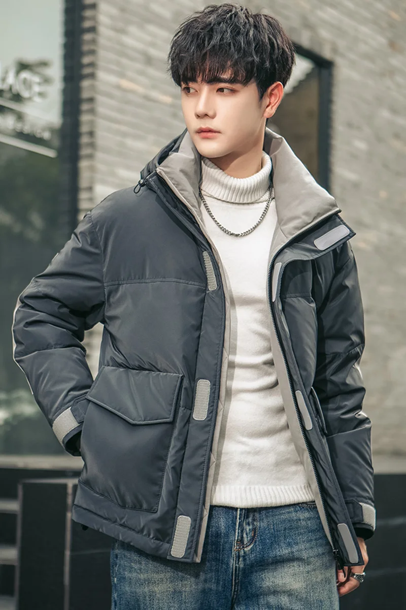 Winter Hooded White Duck Down Jacket Men's Fashion Casual Thick Warm Parkas Clothes Outdoor Streetwear Top Coats Oversized M-4XL